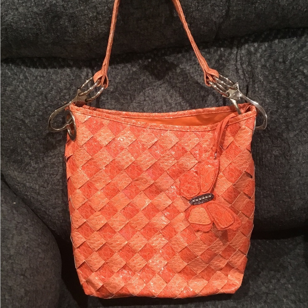 Braciano Orange Woven Shoulder Bag